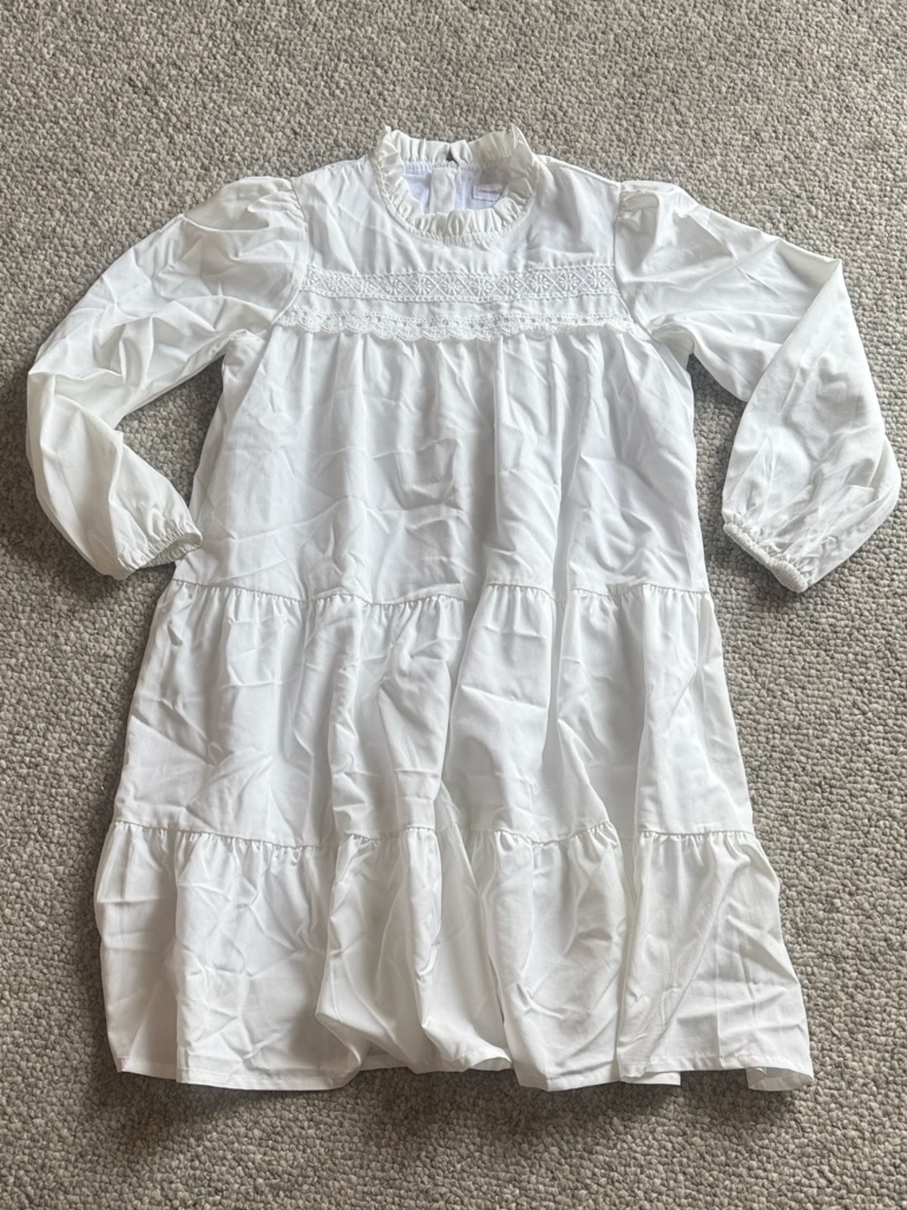 Girls White Ruffled Tiered Casual Dress